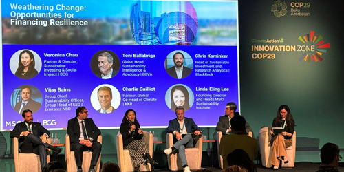 “Adaptation and resilience increasingly represents an investable opportunity in every region while providing solutions that protect people and communities,” Linda-Eling Lee, head of the <a href="/MSCI_Institute/">MSCI Sustainability Institute</a>, noted at a #COP29 conversation Wednesday co-hosted by MSCI and <a href="/BCG/">Boston Consulting Group</a>.