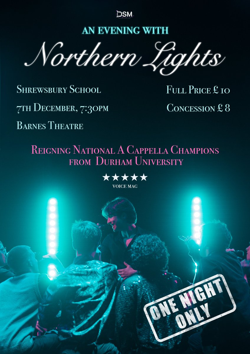 We are pleased to announce that <a href="/durham_uni/">Durham University</a> Northern Lights will be performing <a href="/ShrewsburySch/">Shrewsbury School</a> on Saturday 7th December - click the link to book tickets bit.ly/3xhzgjT