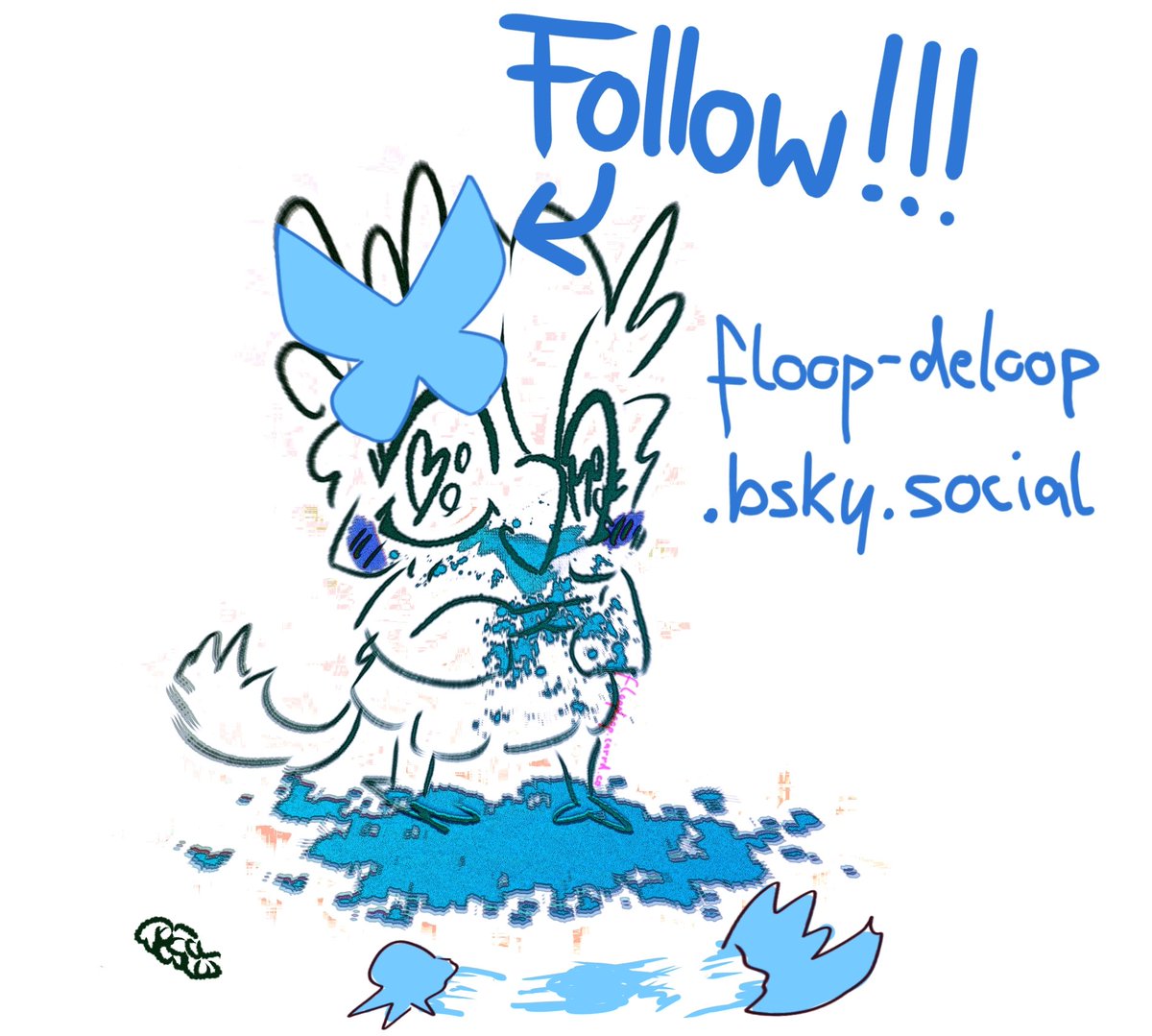Floop_DeLoop's tweet image. Yo waddup.
Rising up from the dead briefly, just to say that Ill delete all of my art posts and stuff and / or most likely delete this account.  A lot is already moved over to bsky or is still going to be alongside new stuf, so you should follow me there through my carrd link! :3