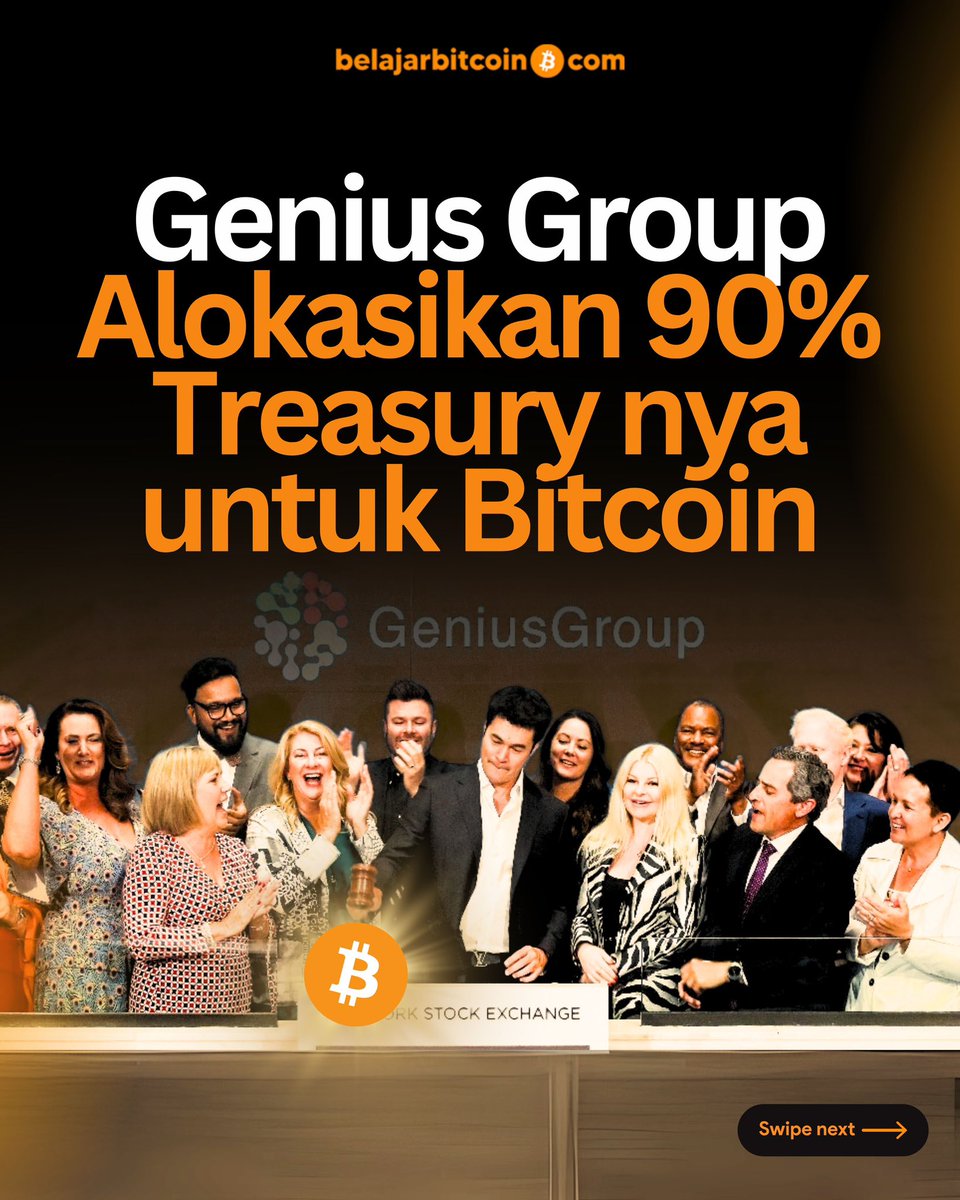 belajar_bitcoin's tweet photo. Genius Group alokasikan 90% treasury nya untuk Bitcoin. https://t.co/FNQzs23Jgb