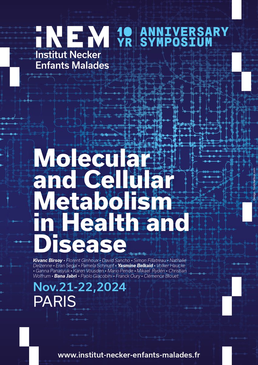 1 week to go! 🎉
The INEM 10-Year Anniversary Symposium is happening Nov 21–22! Two days of cutting-edge science dedicated to molecular and cellular metabolism.

📍Paris - Institut Necker Enfants Malades (Amphi 1)
#INEM2024 #INEM10YEARS