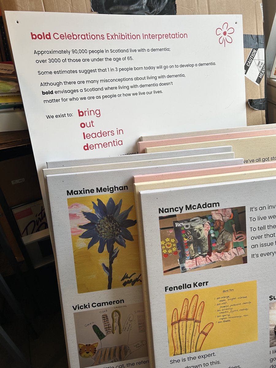 BoldScotland's tweet photo. Thank you & well done to Scottish #DAF2 for hosting no.2 and displaying our @BoldScotland Community Art. These brilliant canvases have been @ScotStoryCentre; The Heart❤️Dementia Meeting Centre & #DAF2 If you've space in your dementia world please contact info@bold-scotland.org https://t.co/3gpHLEtUqQ