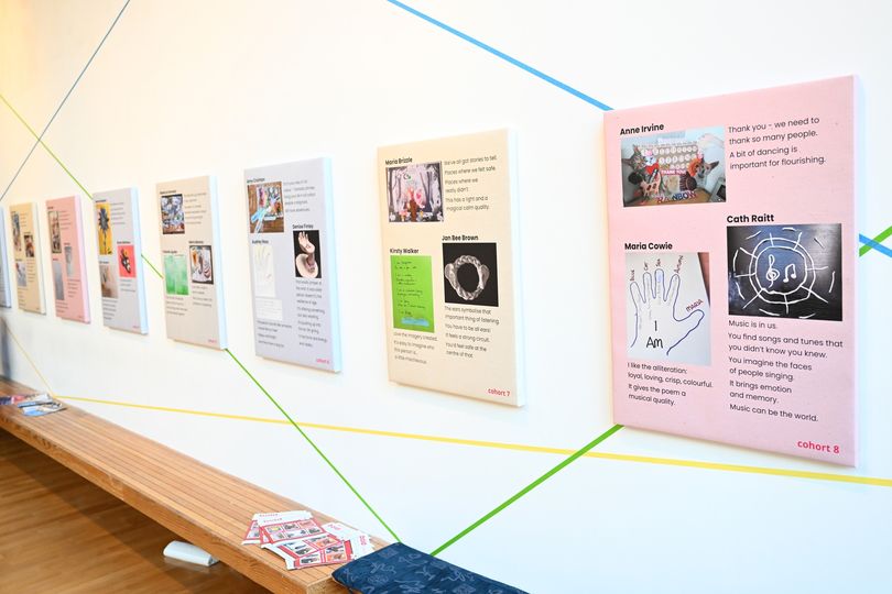 BoldScotland's tweet photo. Thank you & well done to Scottish #DAF2 for hosting no.2 and displaying our @BoldScotland Community Art. These brilliant canvases have been @ScotStoryCentre; The Heart❤️Dementia Meeting Centre & #DAF2 If you've space in your dementia world please contact info@bold-scotland.org https://t.co/3gpHLEtUqQ