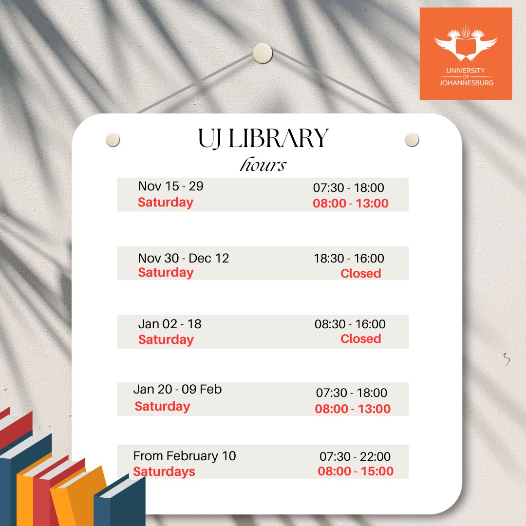 UJLibrary's tweet image. IMPORTANT - Updated Library Hours.  

#ujlibrary #updatedhours #fortheloveoflearning❤️