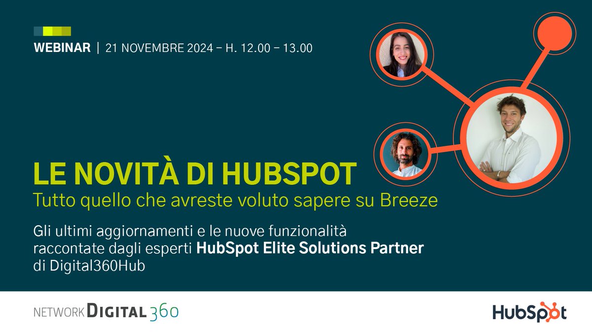 È arrivato quel momento del mese: torna l'appuntamento con "Le novità di Hubspot" 🚀
Il 21 novembre 2024 dalle ore 12:00 alle 13:00 🕛

Per scoprire il resto iscriviti gratuitamente ora: bit.ly/40JGYnu