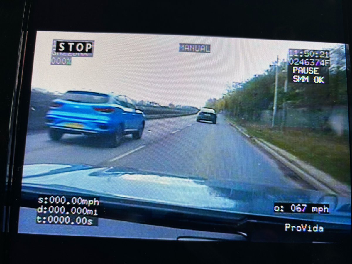 MerPolTraffic's tweet photo. This BMW X6 clearly didn’t notice the unmarked traffic car directly in front of it as the driver performed a 3 vehicle overtake reaching 67mph on Perimeter Road in Kirkby. The road has a posted 50mph limit. Driver reported #MRPU #SYN1 #FATAL4 https://t.co/Yzg4xdQi9O
