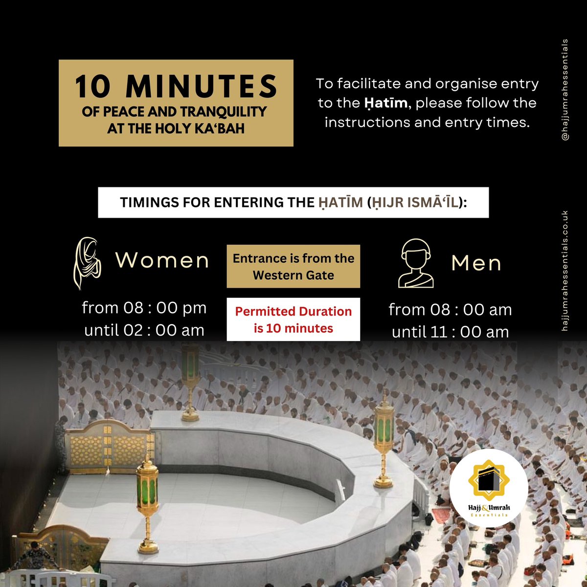 Timings to pray inside the Ḥațīm of the Ka‘bah

#kabah #hateem #umrah #makkah