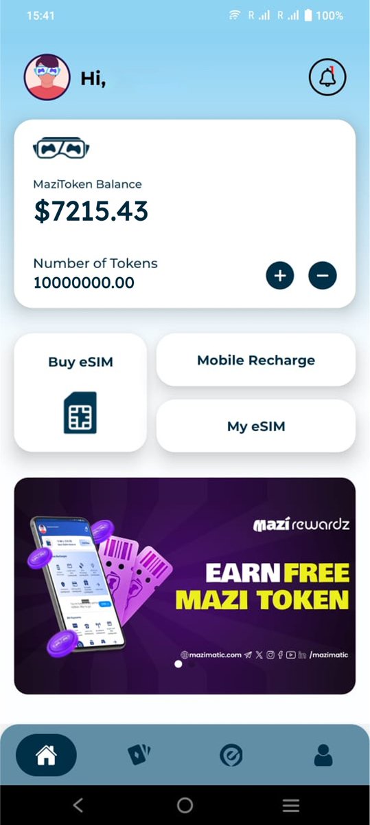 The #MaziRewardz app is now integrated with eSIM! 🎉

📲 Buy eSIMs directly within the app using your Mazi Tokens.
Stay connected, hassle-free! 🌍
#eSIM #MaziRewardz #Blockchain #StayConnected #Mazimatic