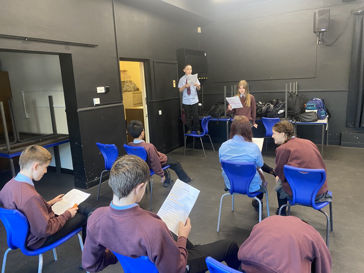 leftwichhigh's tweet photo. Year 8 students bringing the magic of *Matilda* to life in drama class! 🎭✨ Their energy and creativity are shining as they work on a scene from the iconic musical. #DramaClass #MatildaMusical #CreativeKids #Year8 #TheatreInTheMaking https://t.co/dQ39swyx2E
