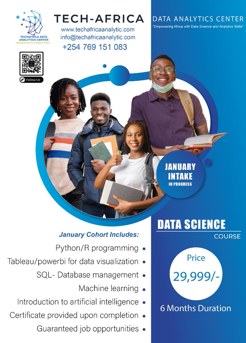 TechafricaData's tweet photo. January cohort here we come....contact us through that number or send us a DM....register yourself as soon as possible...grab your spot today
#DataScience #techafrica https://t.co/NHprC1X01y
