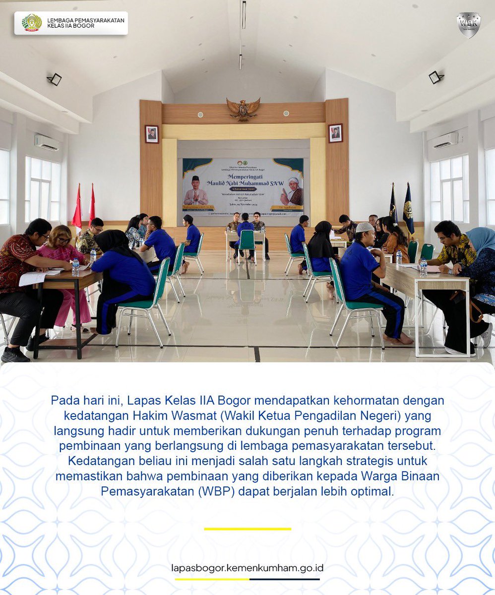 Hi #SobatElpale Hakim Wasmat datang ke Lapas Bogor! 💼🔍 Siap banget dukung pembinaan yang makin optimal buat Warga Binaan Pemasyarakatan.

#KemenkumhamRI #KemenkumhamJabar #Masjuno #DitjenPas #Pemasyarakatan #Jabar #Bogor #fyp #LapasBogorPastiWBBM #Indonesia #Viral