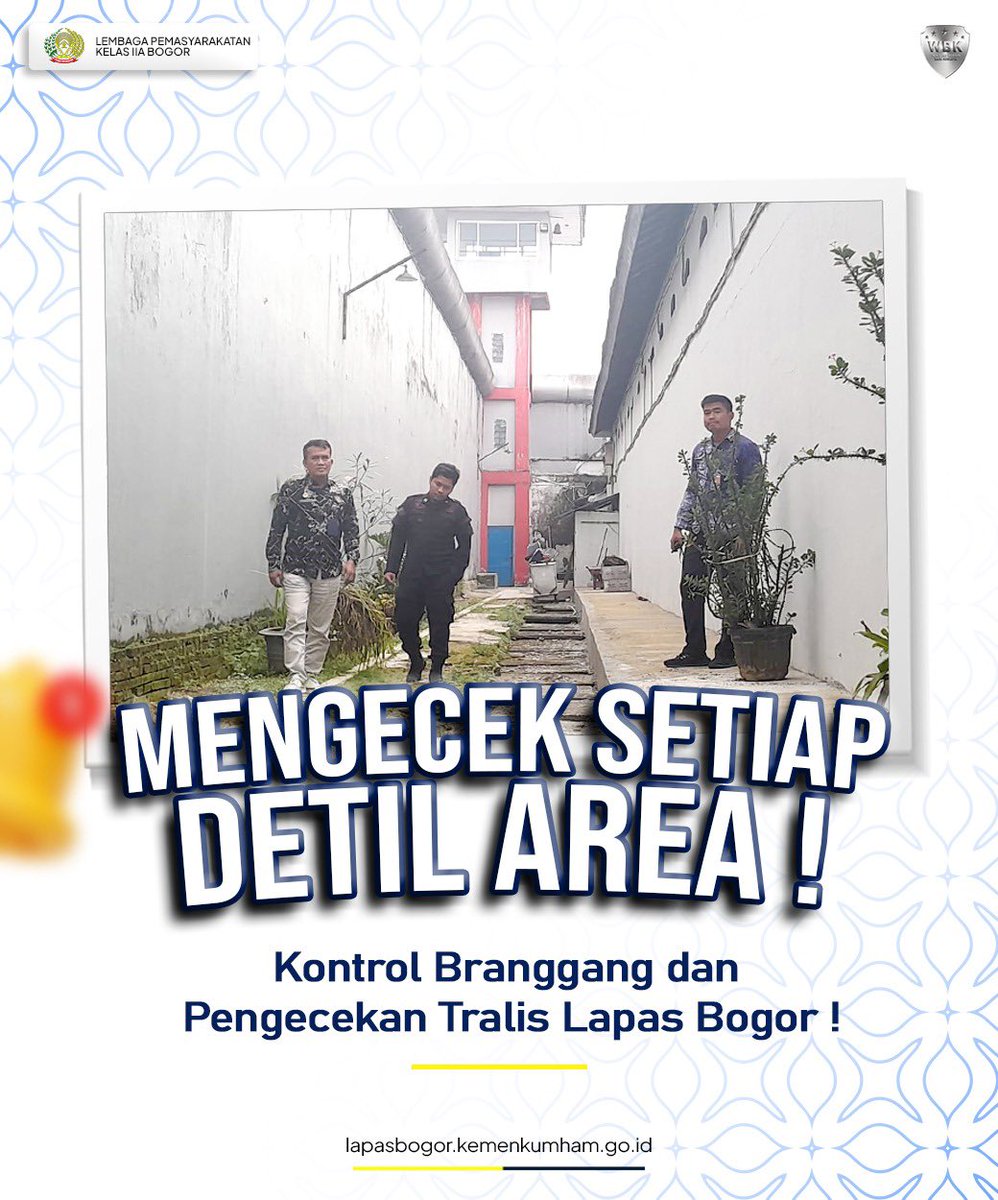 Mengecek Setiap Detil Area : Kontrol Branggang dan Pengecekan Tralis Lapas Bogor !

#KemenkumhamRI #KemenkumhamJabar #Masjuno #DitjenPas #Pemasyarakatan #Jabar #Bogor #fyp #LapasBogorPastiWBBM #Indonesia #Viral