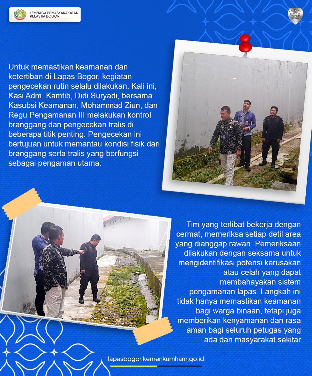 Hi #SobatElpale Pastikan Keamanan Maksimal! 🔐💪

#KemenkumhamRI #KemenkumhamJabar #Masjuno #DitjenPas #Pemasyarakatan #Jabar #Bogor #fyp #LapasBogorPastiWBBM #Indonesia #Viral