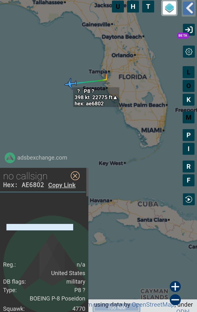 sipjack1776's tweet photo. P8
#AE6802
Out of MacDill AFB tracking west
@SR_Planespotter @Borrowed7Time https://t.co/GQXRfaAq6F