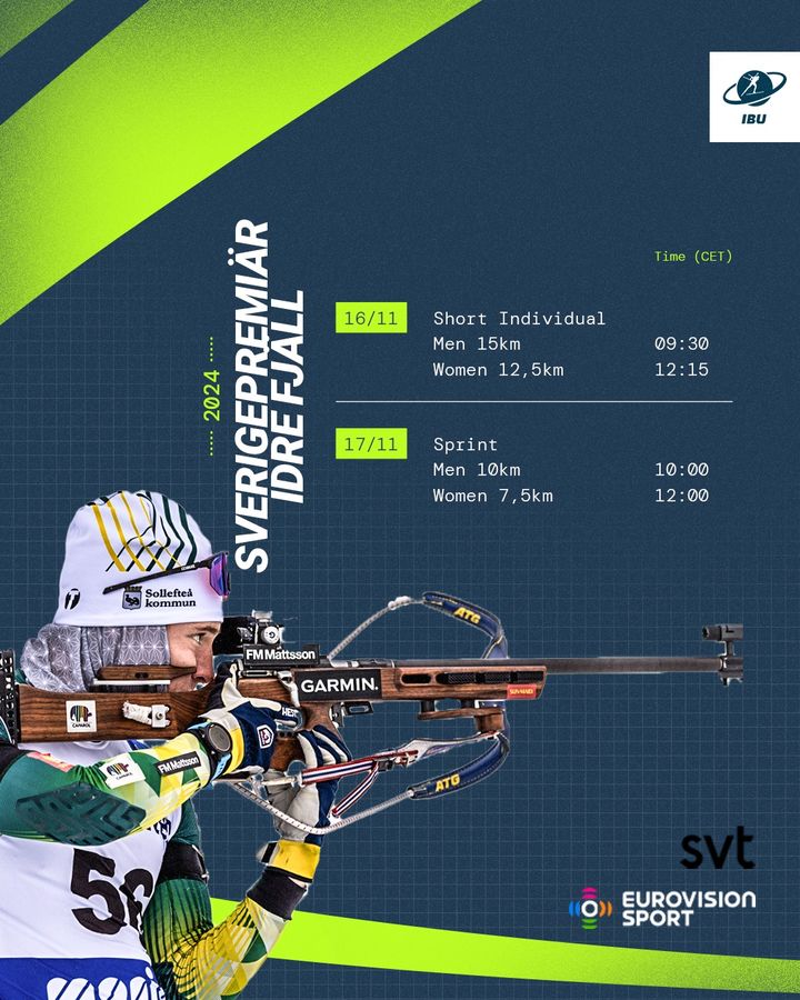 Are you looking for a first taste of biathlon action before the BMW IBU World Cup season kicks off? 👀

You can watch the season starts in Idre (SWE) and Sjusjoen (NOR) live this weekend ❄🔥

All 4 competitions in Idre will be broadcast <a href="/EurovisionSport/">Eurovision Sport</a> and SVT💥

#biathlon
