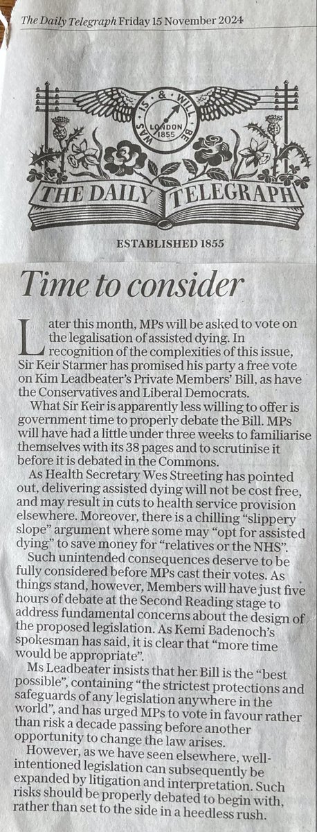DavidAltonHL's tweet photo. Euthanasia: Careful what you wish for. Dutch consider further extension of euthanasia laws to anyone over 75. Meanwhile seniorUK Judge says UK Bill is “profoundly unsatisfactory”  “Lamentably short of adequate safeguards.”Care not Kill. @Keir_Starmer @wesstreeting @RachaelMaskell https://t.co/TH8epITUF8