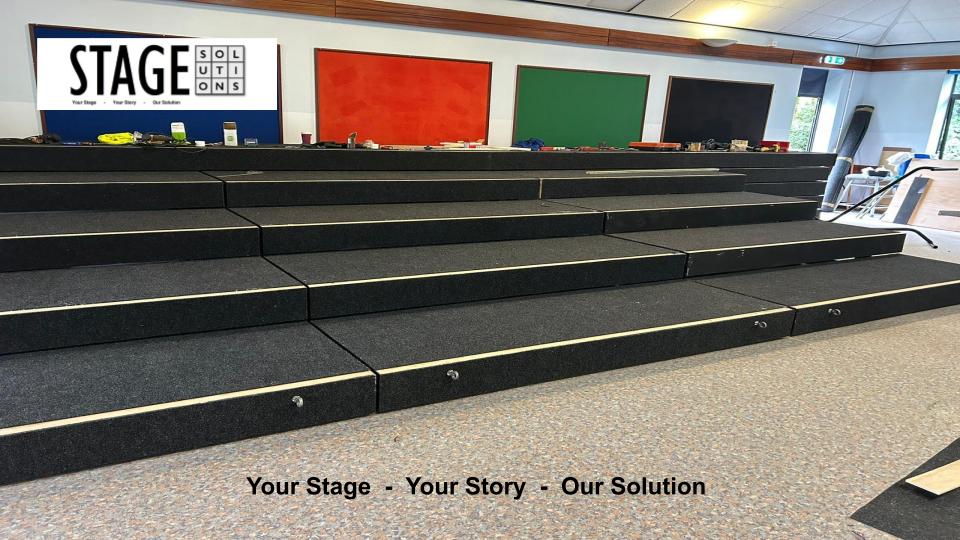 Stagesol's tweet photo. Your Stage - Your Story - Our Solution
#schoolstage #Stage #wemakeevents #Steeldeck #Metrodeck #AmDram #modularstage #venue #villagehall #churchstage #choirtier #Stageset #AV #StageDesign #PerformanceSpace #CommunityTheater #CommunityCenter #AVProduction #TuckAwayTier https://t.co/bp5NRm4j3C