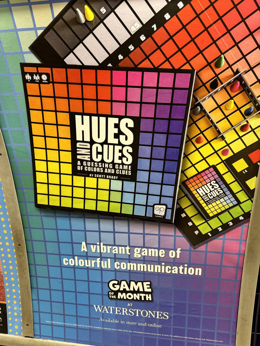 We love the new Waterstones Game of the Month ‘Hues and Cues’. Seen here advertised in the tube. Come and play a games with us this lunchtime and you will see what we mean! ⁦<a href="/Waterstones/">Waterstones</a>⁩ @huesandcues