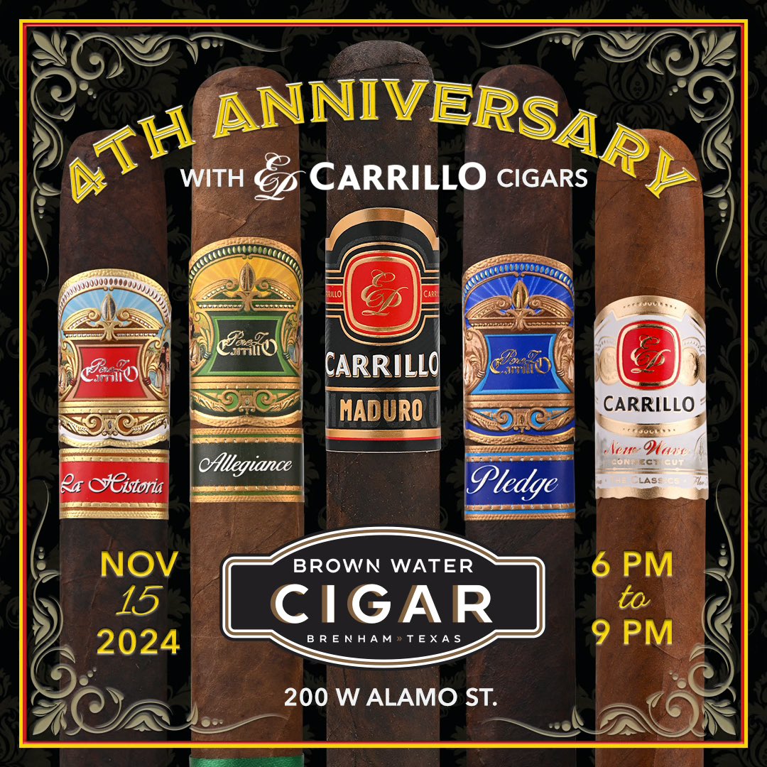BrownWaterCigar's tweet photo. Four Year Anniversary Party tonight @BrownWaterCigar with @EPCarrillo https://t.co/mBBAiIoecu