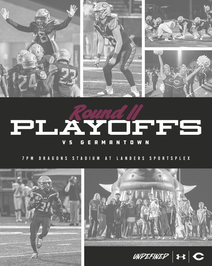 CHSDragonFB's tweet image. DRAGON NATION ITS ROUND 2 TIME‼️ Uniform combo for tonight is Maroon on Maroon bring the crazy 🔥😤‼️ #UnDEFINED

🆚Germantown High School
📍11605 E Shelby Dr, Collierville, TN 
🏟Dragon Stadium@Landers Sportsplex
📺 gochsdragonsgo.com
🎟️ gofan.co/event/2226299?…
⏰ 7PM