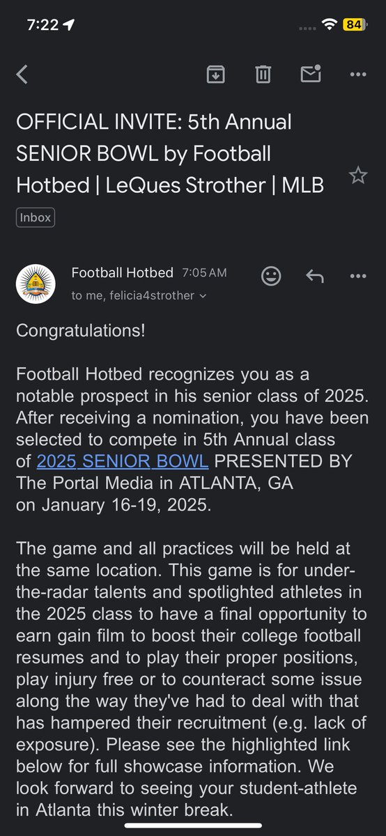 thank you for the senior bowl invite!! <a href="/FootballHotbed/">Football Hotbed</a> <a href="/davidjones_7/">David Jones</a> @CoachGordon10