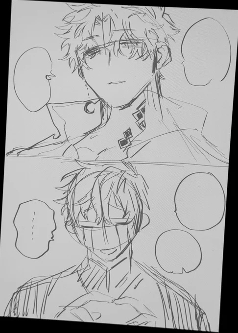 またアップ予定の漫画 下描き
昔描いた二人を描くぞ…💪 
