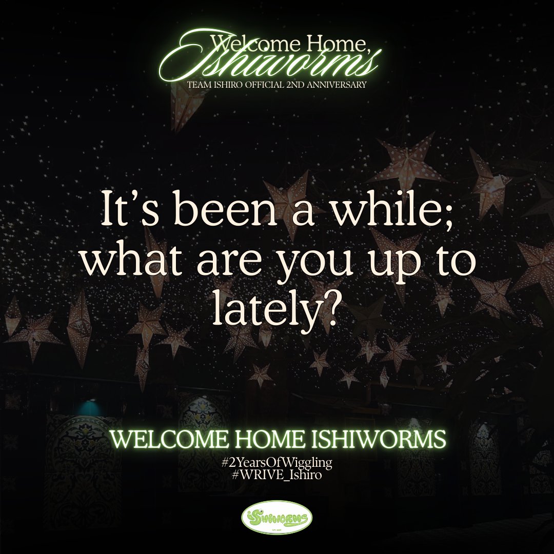 TAG BOOSTER 1

Kamusta kayo, Ishiworms? Anything you've been up to lately? Quote RT or reply below this tweet.

We hope you guys are doing well too!

WELCOME HOME ISHIRO 
#2YearsOfWiggling 
#WRIVE_Ishiro
