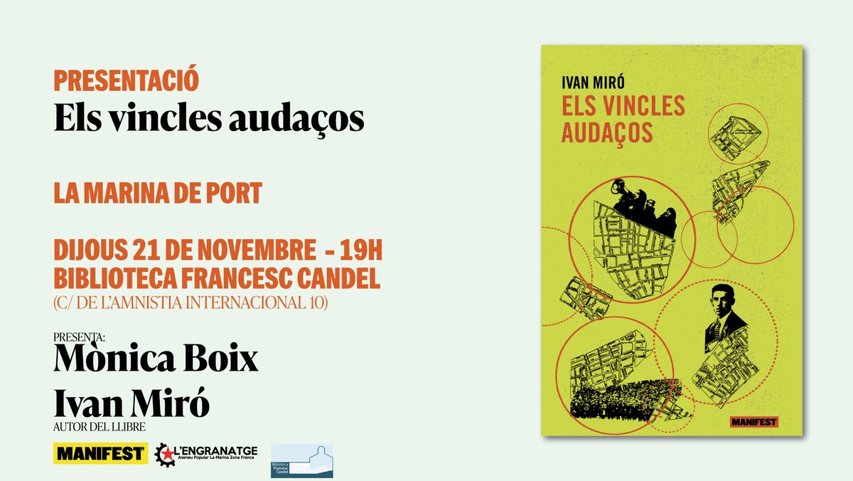 Ens atrevim a ficcionar les lluites socials, la memòria obrera i les vides col·lectives, tot fent una "literatura del nosaltres"? En parlarem amb la Mònica Boix de la Biblioteca Francesc Candel i amb la bona gent de L'<a href="/Engranatge/">Ateneu l'Engranatge</a>! #LaMarinaZF