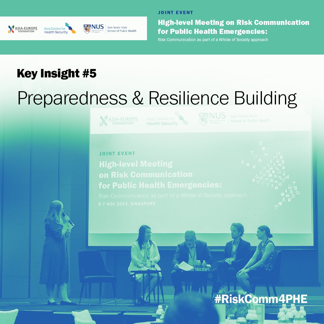 ASEF_PHN's tweet image. 🚀 #RiskComm4PHE Insight: Preparedness &amp;amp; Resilience. Preparedness begins in peacetime, building trust &amp;amp; engaging every stakeholder. A whole-of-gov&apos;t approach &amp;amp; transparent comms empower communities for resilience. Public trust today is key for tomorrow’s crises. #PublicHealth