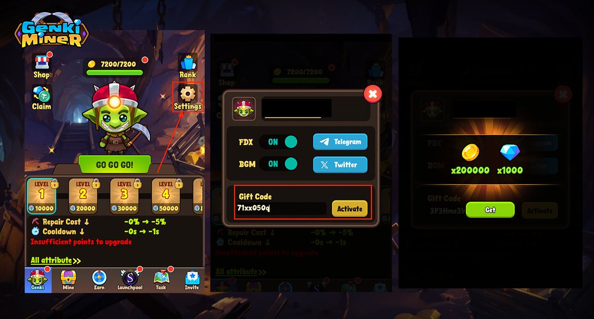 Kapkap_Hub's tweet photo. 🪙How to redeem?
Open GenkiMiner-Setting-Input gift code you copied-Click ‘Activate’ https://t.co/lsP5TRRktD