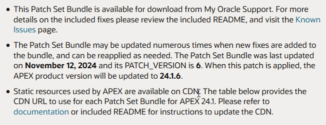 Tim Hall ∞🐵+∞⌨️ (@oraclebase) on Twitter photo Patch Set Bundle for Oracle APEX 24.1.6 (36695709) was released on 12th Nov 2024.
oracle.com/tools/download…
<a href="/OracleAPEX/">Oracle APEX</a> #orclapex Patch Set Bundle for Oracle APEX 24.1.6 (36695709) was released on 12th Nov 2024.
oracle.com/tools/download…
<a href="/OracleAPEX/">Oracle APEX</a> #orclapex