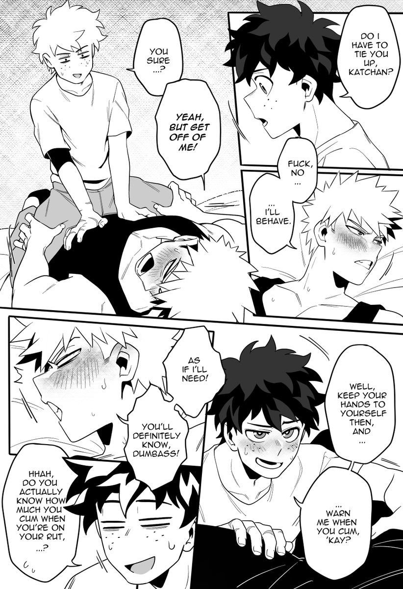 kyosein's tweet photo. Opposite situation with Omega!Deku in the way to help Alpha!Bakugo with his rut...  🧡💚🔞 https://t.co/XLmjWG25Vn