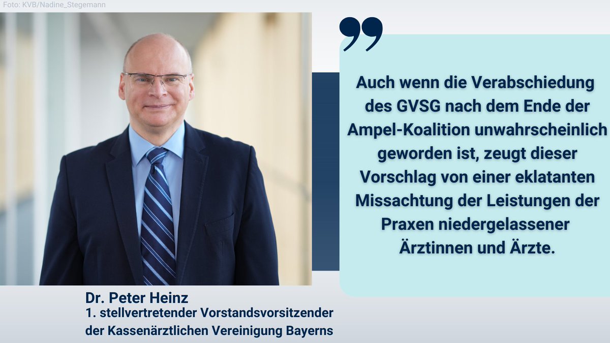 KVB-Vorstand: Rot-grüne Gesetzesinitiative führt zu weiterer Schwächung der ambulanten Versorgung. Die KVB äußert deutliche Kritik am jüngsten Änderungsantrag der SPD und Grünen zum Gesundheitsversorgungsstärkungsgesetz (GVSG). Zur aktuellen Presseinfo: kvb.de/ueber-uns/pres…