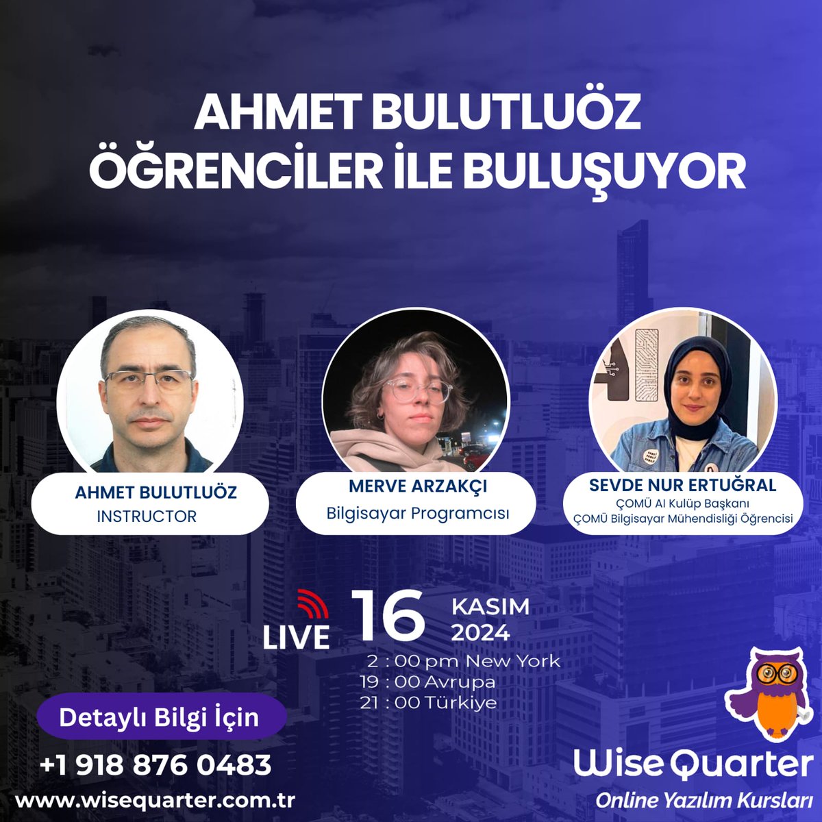Ahmet Bulutluöz Üniversite Öğrencileri ile Buluşuyor! 

Yayın Linki: wisequarter.com.tr/webinar

📞 Detaylı Bilgi İçin: +1 918 876 0483
🌐 Web Sitemiz: wisequarter.com.tr 

#sdet #SONDAKİKA macOS #wisequarter
