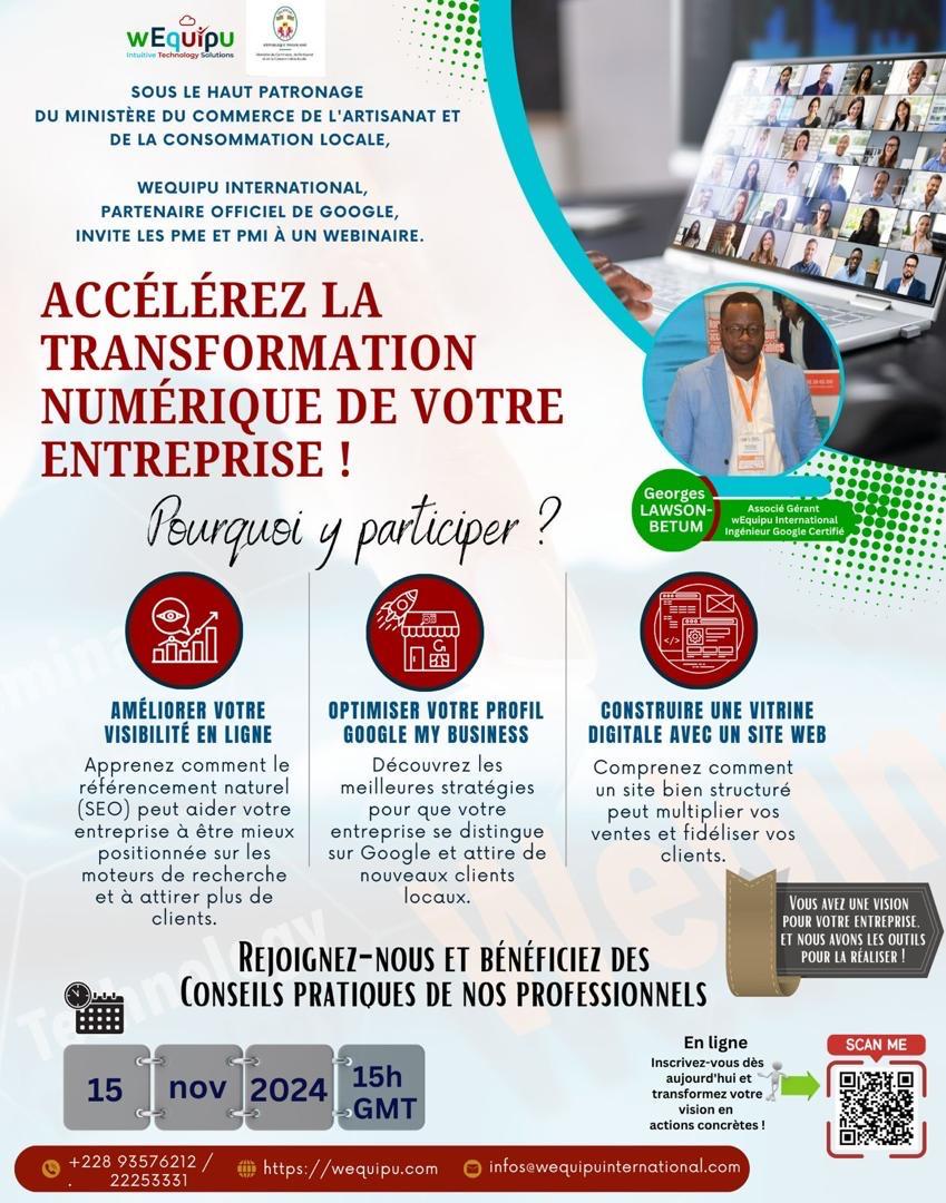 Wequipu_Intl's tweet photo. C’est aujourd’hui à 15h GMT ! Votre chance de booster votre entreprise est là !
Bonjour, chers entrepreneurs,
Le moment est enfin venu ! 🎉 Rejoignez-nous aujourd’hui pour un webinaire exclusif destiné aux PME et PMI. 
👉 Inscrivez-vous vite ici : https://t.co/B1SAsO4Wlm https://t.co/1rFB60bP7s