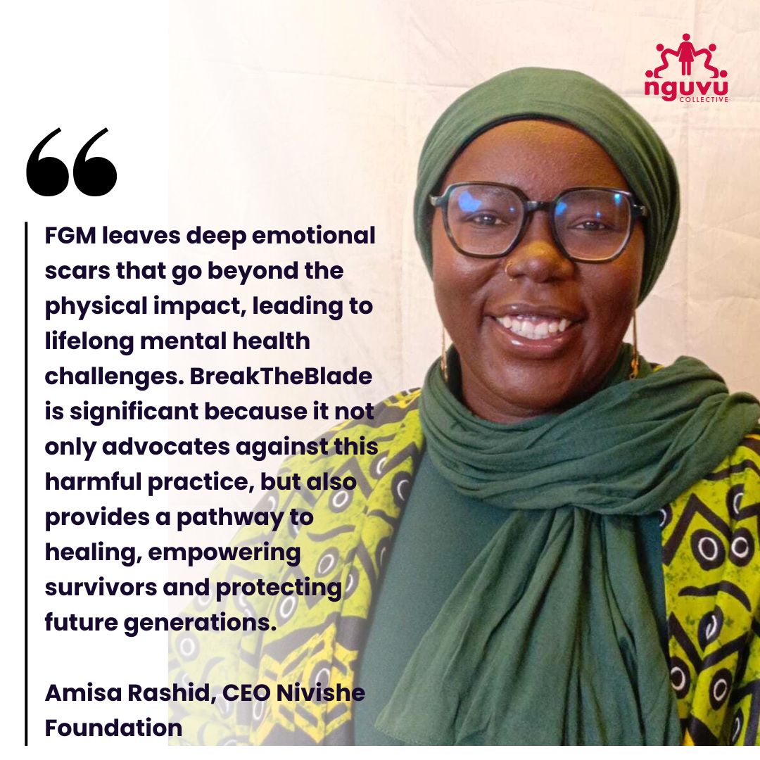 nguvucollective's tweet photo. The fight against FGM needs diverse voices—which we heard at the #BreakTheBlade launch. @lolojuval of @YouthAntiFGMKe, @TonyMwebia of @MenEndFGM, and Amisa Rashid of @NivisheF highlighted the power of youth involvement, male allies & the mental health toll FGM has on survivors. https://t.co/2j0e6NtuhN