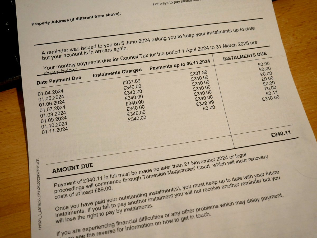 paulshaw's tweet image. Well it wasn't long, got letter next day. Disappointed Oldham Council had text overflowing onto the line #verypoor. Got until 21st before it goes to court. Wonder if they'll take Bitcoin? Not paying the 11p - their system doesn't notice that, just gets carried forward #counciltax