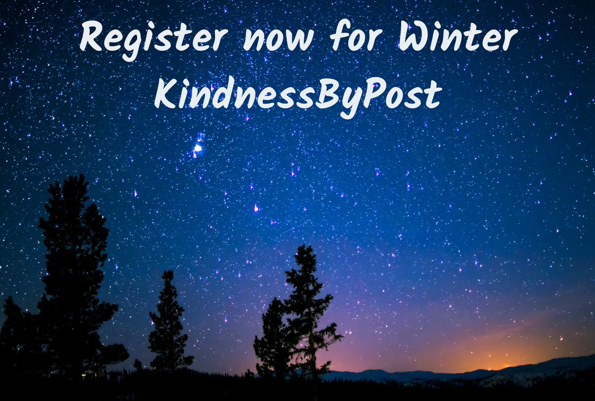 Registrations for the Winter #KindnessByPost exchange are now open!

The theme for the exchange is “belief”. 💫❄️🛷 A shared trust in each other, in the kindness of strangers and in good things waiting for us in the new year.

Head to kindnessbypost.org to take part!