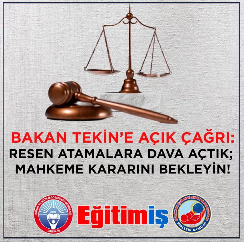 tubiko2000's tweet image. BAKAN TEKİN’E AÇIK ÇAĞRI: RESEN ATAMALARA DAVA AÇTIK; MAHKEME KARARINI BEKLEYİN!

egitimis.org.tr/guncel/sendika…

@tcmeb  @profyusuftekin #resen #atama #normfazlasıReseneHayır #NormFazlasıResenMağduru