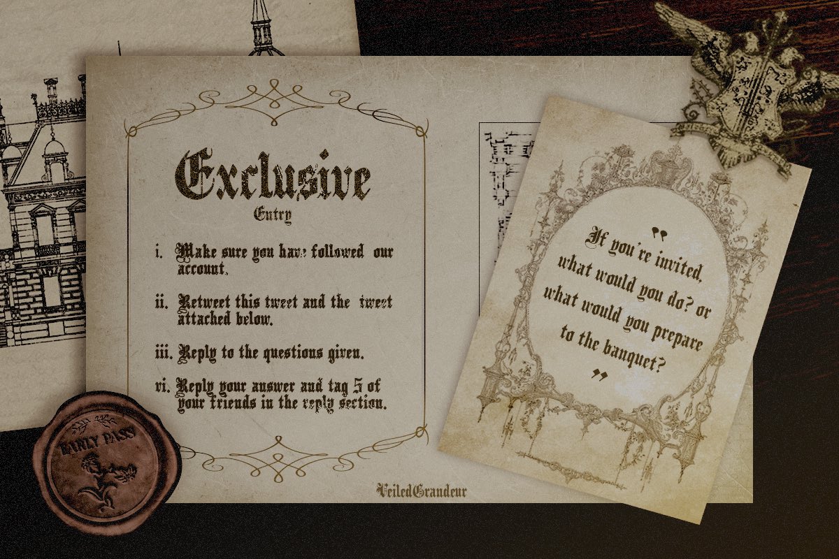VeiledGrandeur's tweet image. ⠀

𝐏𝐀𝐆𝐄 𝟎𝟒⠀:⠀The gates of Phantomhive Manor have swung open once more, granting a rare opportunity for a select few to claim their special spot ahead of the rest. Will you be among the fortunate ones to seize this golden chance before the gates close again?

⠀