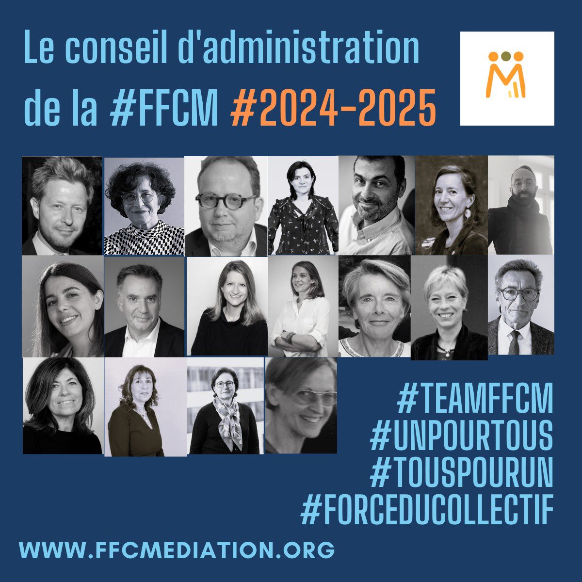 [info] A l'occasion de notre assemblée générale du 08/11/2024, les adhérents de la FFCM - FEDERATION FRANCAISE DES CENTRES DE MEDIATION ont élus les membres du conseil d'administration pour l’année 2024/2025