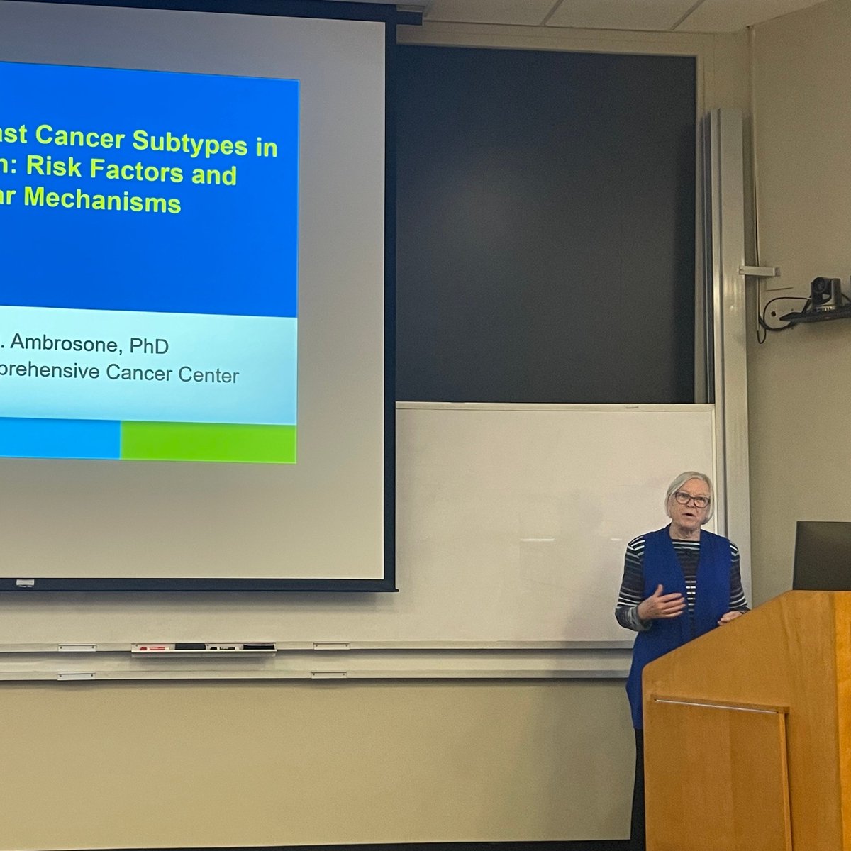 UF Health Cancer Center (@ufhealthcancer) on Twitter photo Thank you to Christine Ambrosone, Ph.D., of <a href="/RoswellPark/">Roswell Park</a>, for delivering our Oncology Grand Rounds this week! She gave a great lecture on the risk factors and molecular mechanisms in aggressive breast #cancer subtypes in Black women. Thank you to Christine Ambrosone, Ph.D., of <a href="/RoswellPark/">Roswell Park</a>, for delivering our Oncology Grand Rounds this week! She gave a great lecture on the risk factors and molecular mechanisms in aggressive breast #cancer subtypes in Black women.