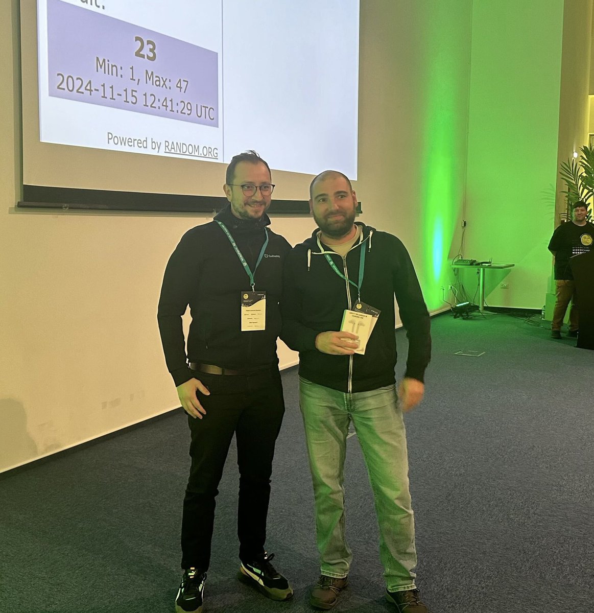 The first <a href="/GoDaddyPro/">GoDaddy Pro</a> giveaway #WCRO winner is  …. Gabriel Popescu 🎊