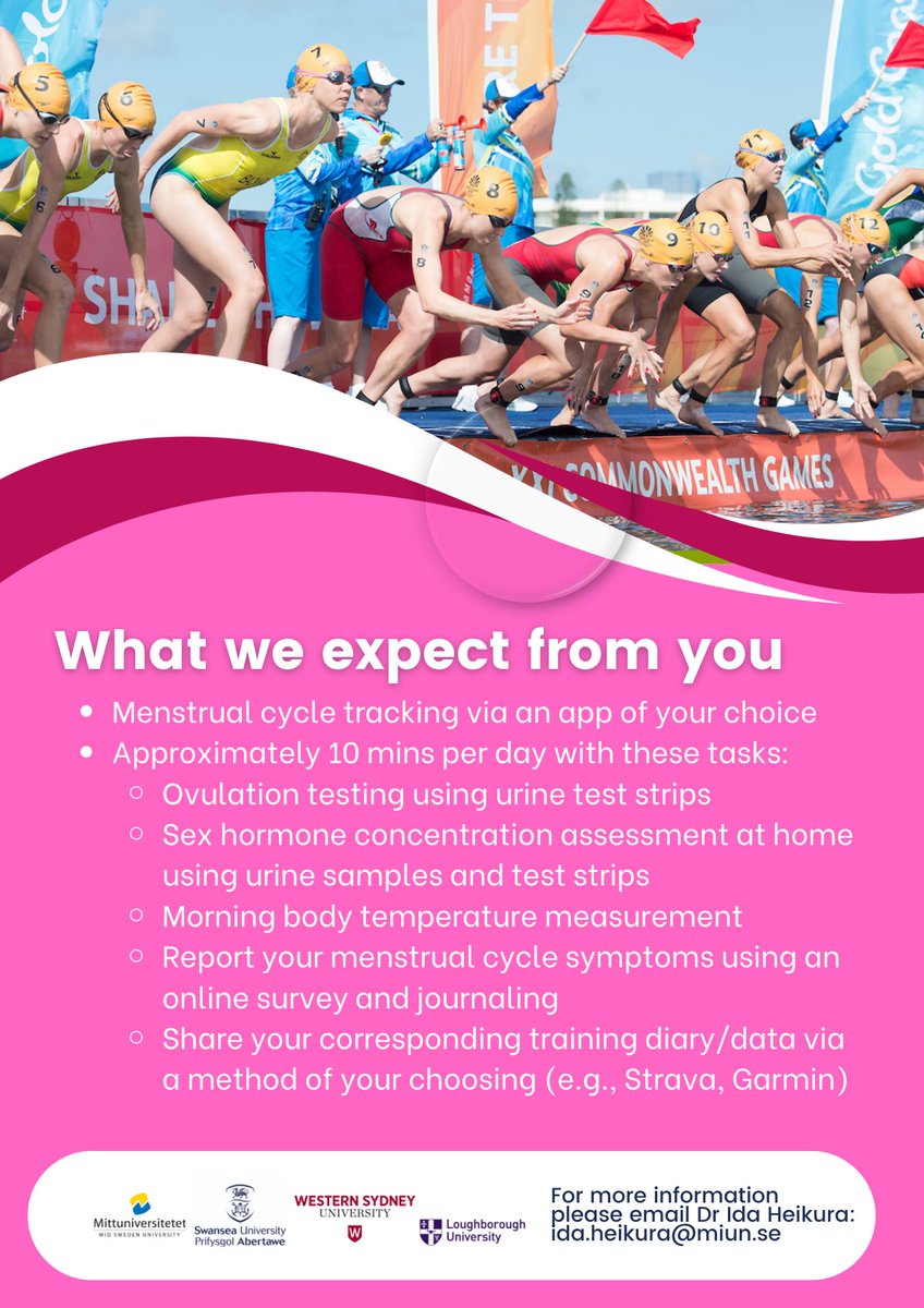 Kerry McGawley (@kerrymcgawley) on Twitter photo Are you a female endurance athlete based in Scandinavia 🇸🇪🇫🇮🇳🇴? Do you want to know more about your menstrual cycle? Do you want to understand your hormone fluctuations (estrogen/progesterone)? If so, contact ida.heikura@miun.se to participate (from home) in our study. ⛷️🏊♀️🚴♀️🏃🏼♀️🚣♀️ Are you a female endurance athlete based in Scandinavia 🇸🇪🇫🇮🇳🇴? Do you want to know more about your menstrual cycle? Do you want to understand your hormone fluctuations (estrogen/progesterone)? If so, contact ida.heikura@miun.se to participate (from home) in our study. ⛷️🏊♀️🚴♀️🏃🏼♀️🚣♀️