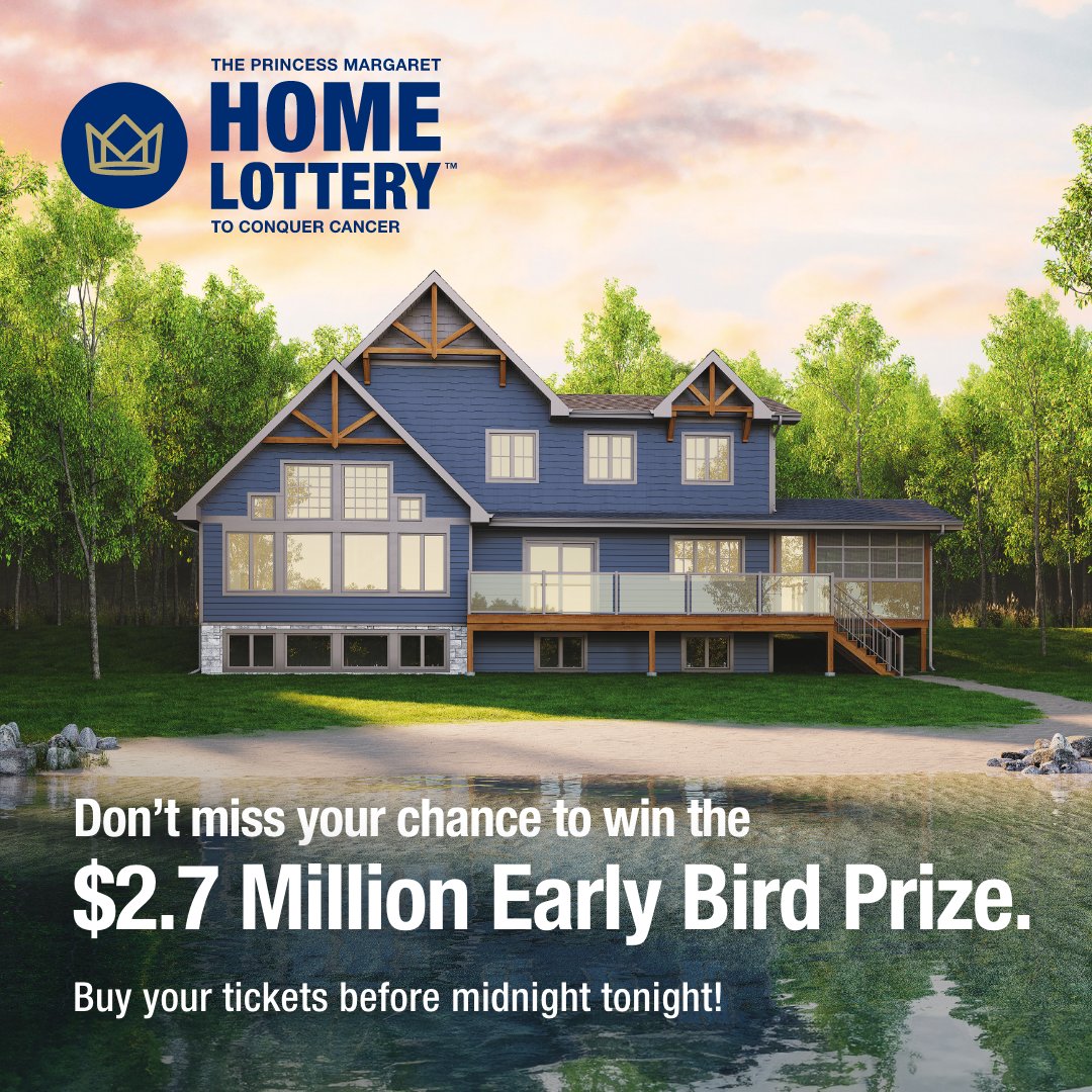 No, you’re not dreaming — a Kawartha lakefront cottage and $50,000 in cash could be yours. The Early Bird Prize Deadline is midnight tonight. Click the link to order your Princess Margaret Home Lottery tickets now: princessmargaretlotto.com