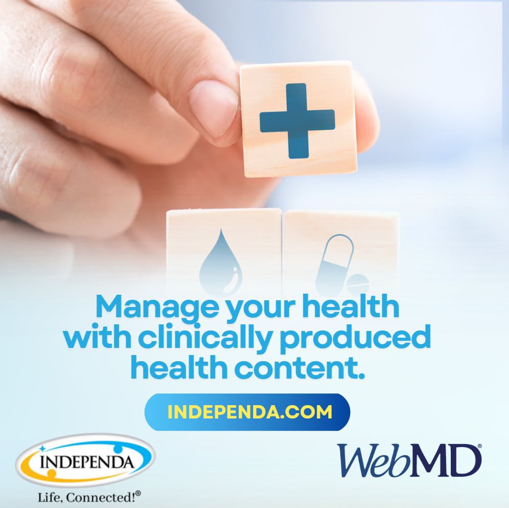 Independa's tweet image. Stay informed and empowered with reliable, expert-backed health content from WebMD. 

#Independa #webmd #healthempowerment #stayinformed #wellnessjourney #betterliving #healthychoices #livewell #knowledgeispower