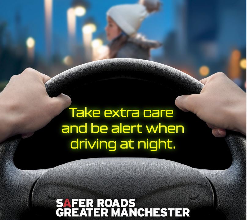 manchesterfire's tweet photo. It's getting darker earlier so it's harder to see pedestrians.
Take extra care when driving in the dark.
#ImVisible https://t.co/1aDYMA04GE