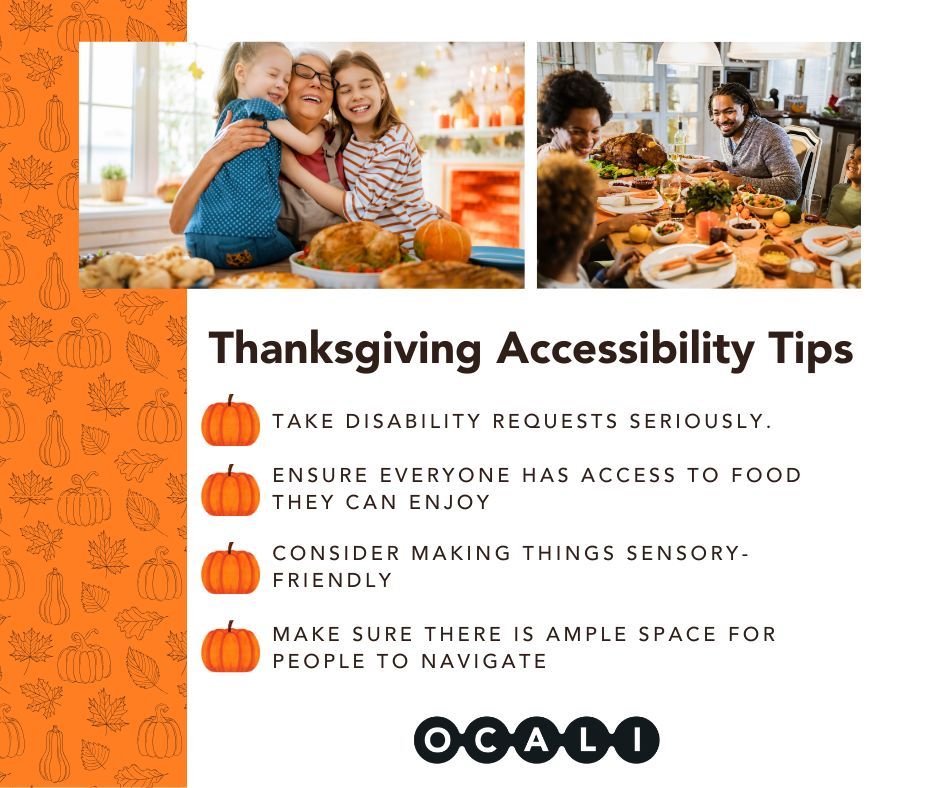 OCALIofficial's tweet image. Ensure an inclusive Thanksgiving celebration with OCALI&apos;s Accessibility Checklist! If you’re planning a get-together, check out our A+B=C initiative to learn more about the importance of access and belonging. buff.ly/46U3Xwi #ThanksgivingInclusion #AccessibilityChecklist