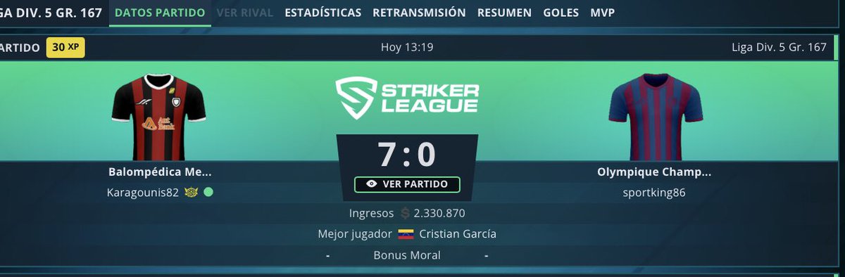 Nueva victoria en <a href="/striker_manager/">Striker Manager 3</a> ,otro pasito mas hasta 4a