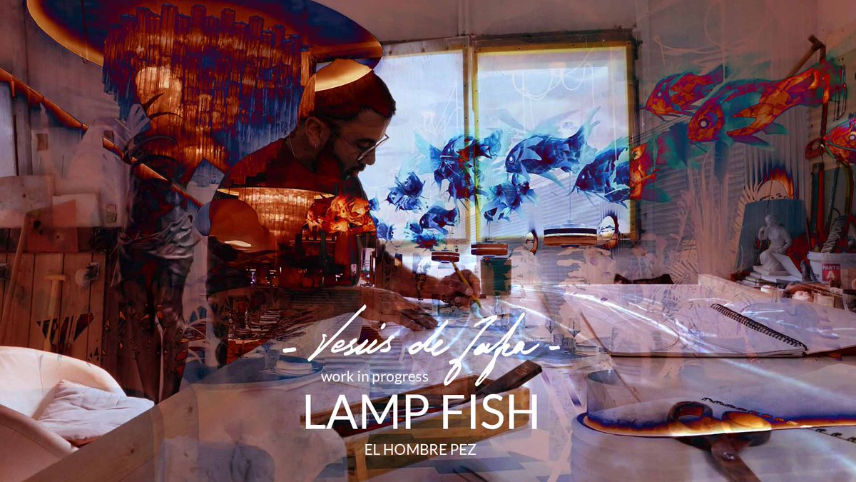 doncellavisual's tweet photo. Hace poco tuvimos el placer de documentar el proceso de creación del artista Jesus de Zafra, con motivo de un encargo de @dosalcubo para el #ElHombrePez restaurante: LAMP FISH. Este es el resultado 📽️👉 https://t.co/qvR2057uq9. #Documentación #Workinprogress. https://t.co/wRMay7Jyxy